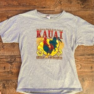 Kauai Graphic Kids Tee - Light Gray with Multicolor Rooster Print